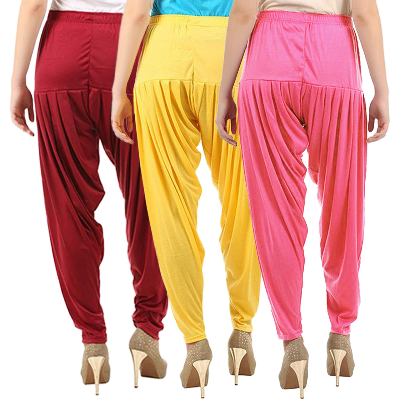Buy That Trendz Combo Offer (Pack of 3) Cotton Viscose Lycra Dhoti Patiyala Salwar Harem Bottoms Pants for Womens