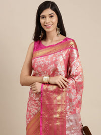 Pandadi Saree Women's  Arasi Soft Tissue Banarasi Silk Dharmavaram Pattu Saree With Unstiched Blouse Piece