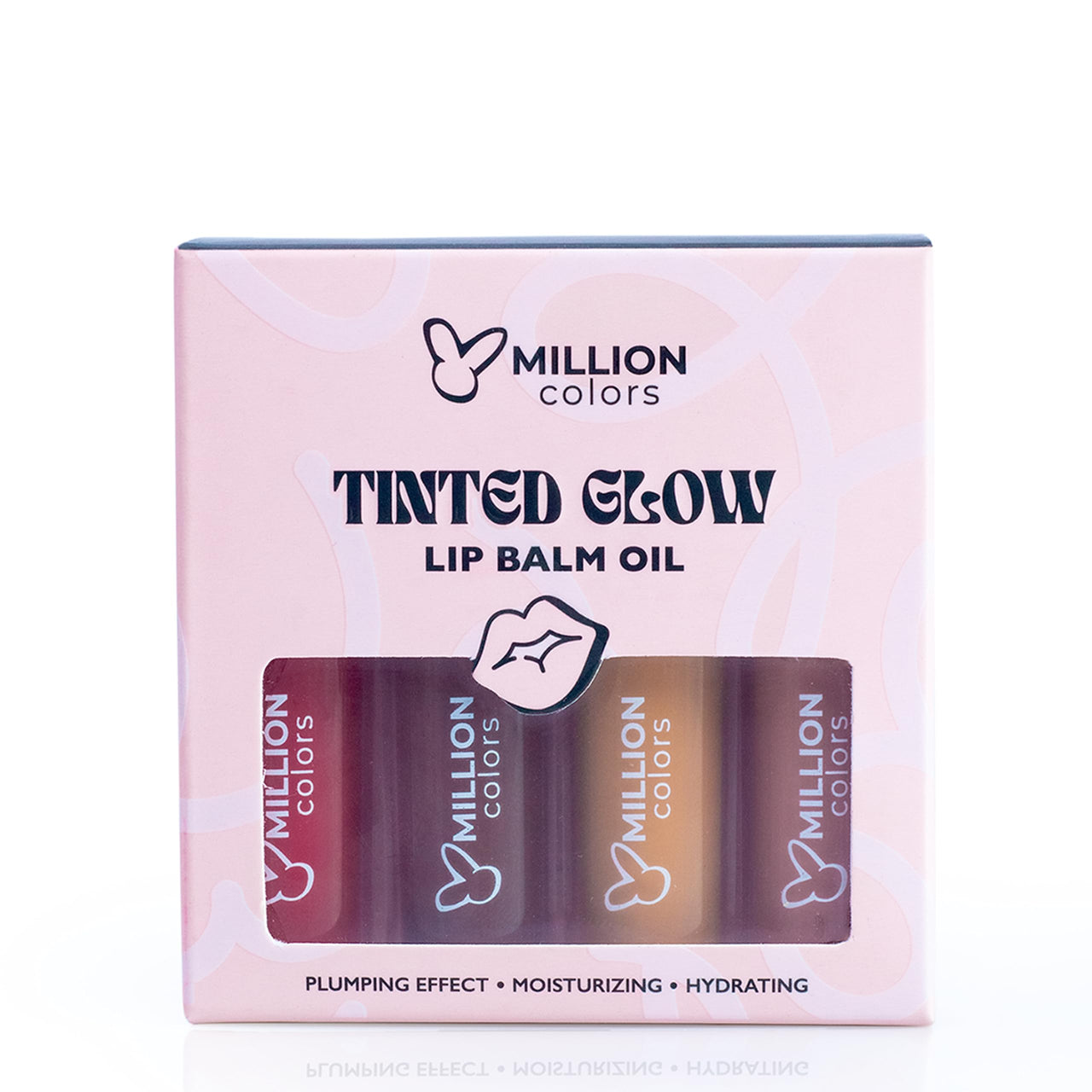 Million Colors Tinted Lip Balm Oil For Dark, Dry and Chapped Lips |Instant Lip Brightening| Provides Hydrating, Moisturizing and Plump Effect (Pack of 4 - Peach, Strawberry, Chocolate, Honey) - 8ml