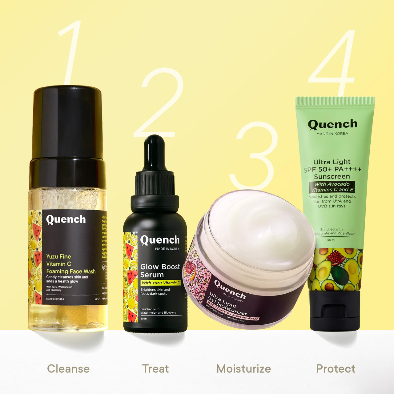 Quench Yuzu Vitamin C Foaming Face Wash for Brighter & Glowing Skin (3X More Vitamin) | Removes Makeup, Dirt & Impurities | Gently Exfoliates | Prevents Acne & Blackheads | Made in Korea (100ml)