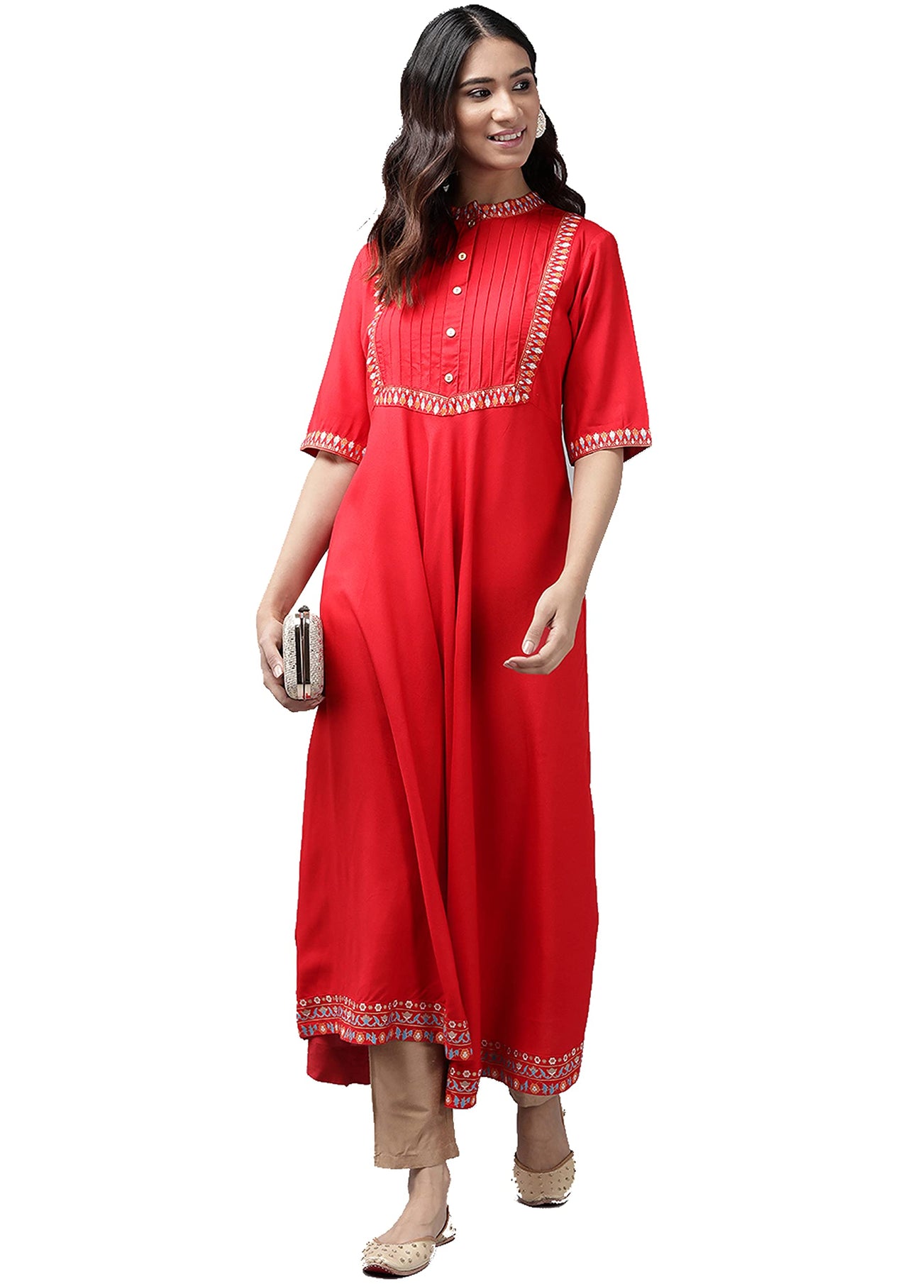 Yash Gallery Women's  Rayon Solid Anarkali Kurta for Women
