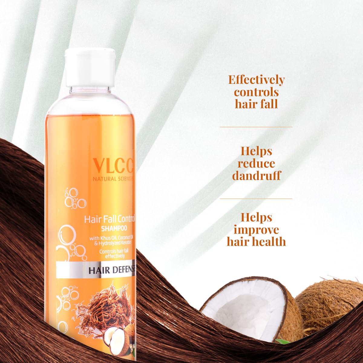 VLCC Hair Fall Control Shampoo - B1G1-350ml X 2 (700ml) | Stronger, Thicker Hair. Helps Control Hair Fall | Hair Fall Shampoo | Improved Scalp Health with Khus & Coconut Oil.
