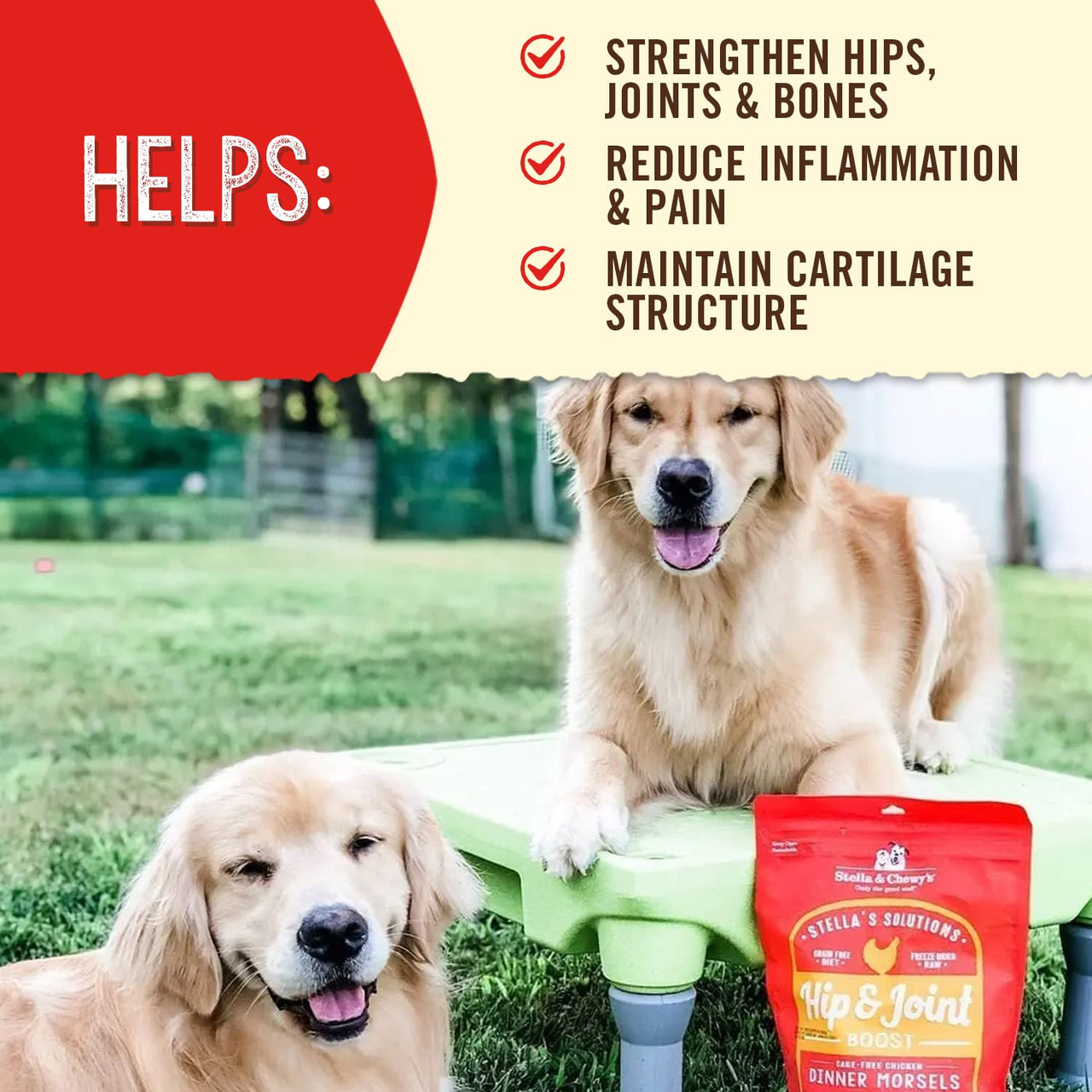 Stella & Chewy's  - Stella's  Solutions Hip & Joint Boost - Cage-Free Chicken Dinner Morsels - Raw, Protein Rich, Grain Free Dog Food - 13 oz Bag  Reduce Joint Pain & Swelling & Strengthen Bones