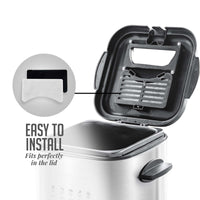 OVENTE 1.5 Liter Electric Deep Fryer FDM1501BR Charcoal and Oil Vapor Replacement Filter Set Pack of 3, White and Black ACPFDM1503, 1.5L