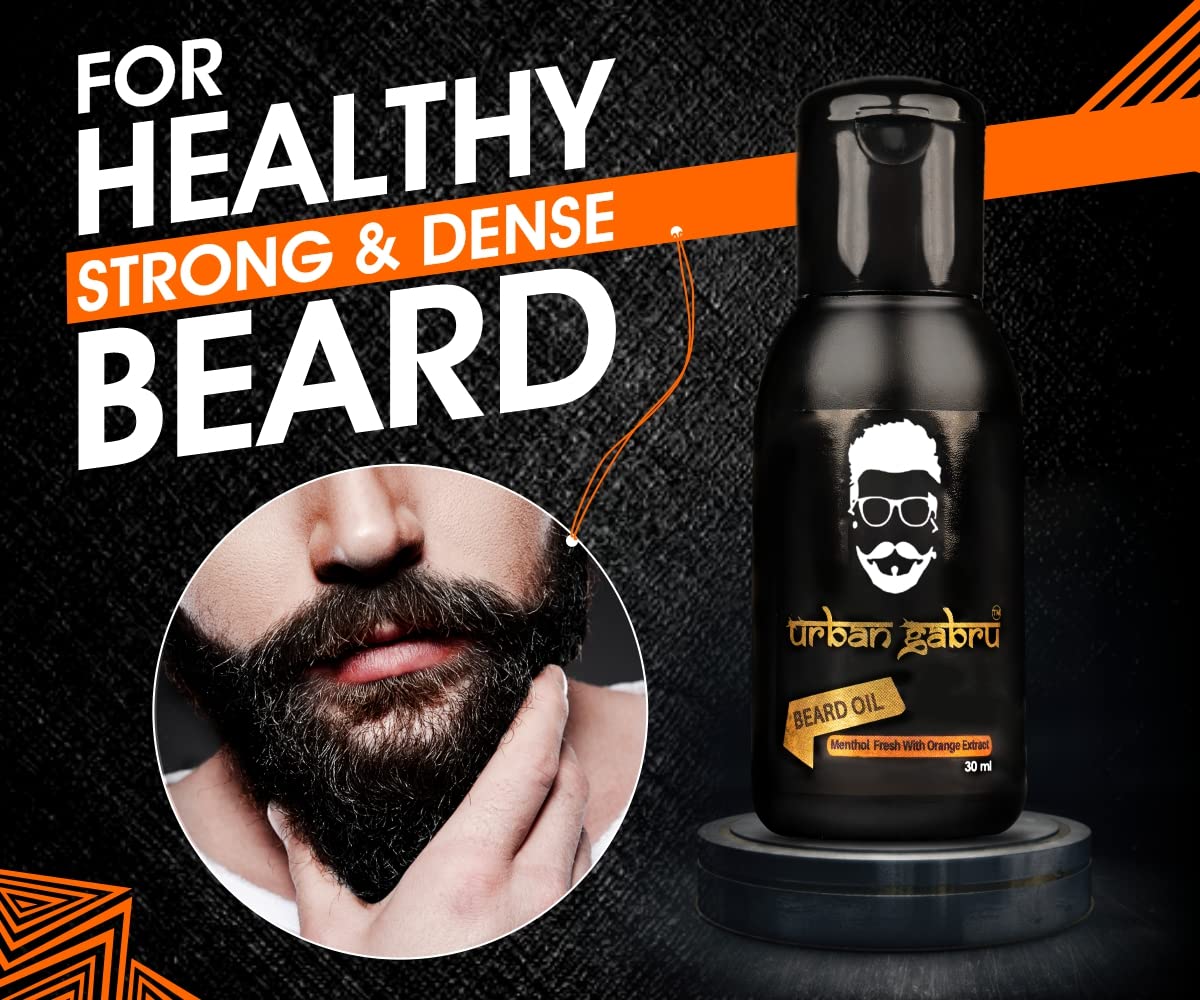 UrbanGabru Beard Oil for Beard Growth | 100% Natural (30 ml) | Paraben & Sulphate Free | for Thicker, Longer Beard | Nourishes & Conditions Beard