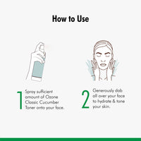 OZONE Classic Cucumber Liquid Toner for Anti Acne, Pore Tightening, Skin Purifying for Oily, Acne Prone & Dull Skin. Natural Product - No Paraben, No Sulphate, No Chemical. 100 Ml