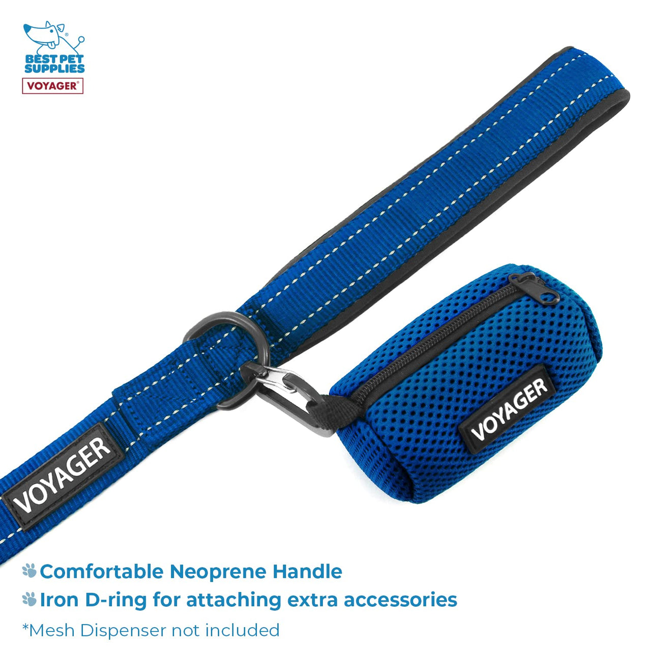 Voyager Step-in Air All Weather Mesh Harness and Reflective Dog 5 ft Leash Combo with Neoprene Handle, for Small, Medium and Large Breed Puppies by Best Pet Supplies - Royal Blue/Black Trim, Small