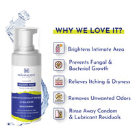 Mannlich Intimate Wash 150 ml (Pack of 2) Relieves Itchiness & Odour, Prevents Fungal Growth, Genital Area, pH Balanced & Dermatologically Tested With Tea Tree Oil, Neem, Eucalyptus Oil, 1% Salicylic & Lactic Acid