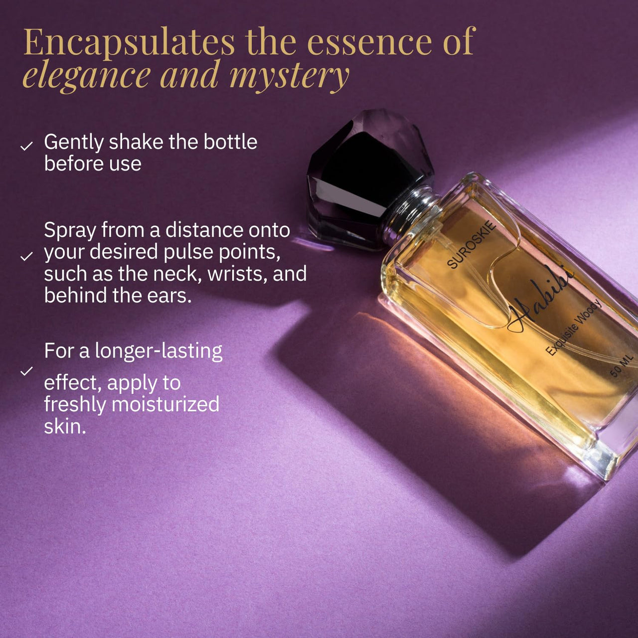 Suroskie Habibi Perfume 50Ml | Luxury Eau De Parfum | Long Lasting Unisex Fragrance Spray | Aromatic Blend Of Aqua, Saffron & Rose Scent | Floral & Woody Notes | Premium Gift For Men & Women