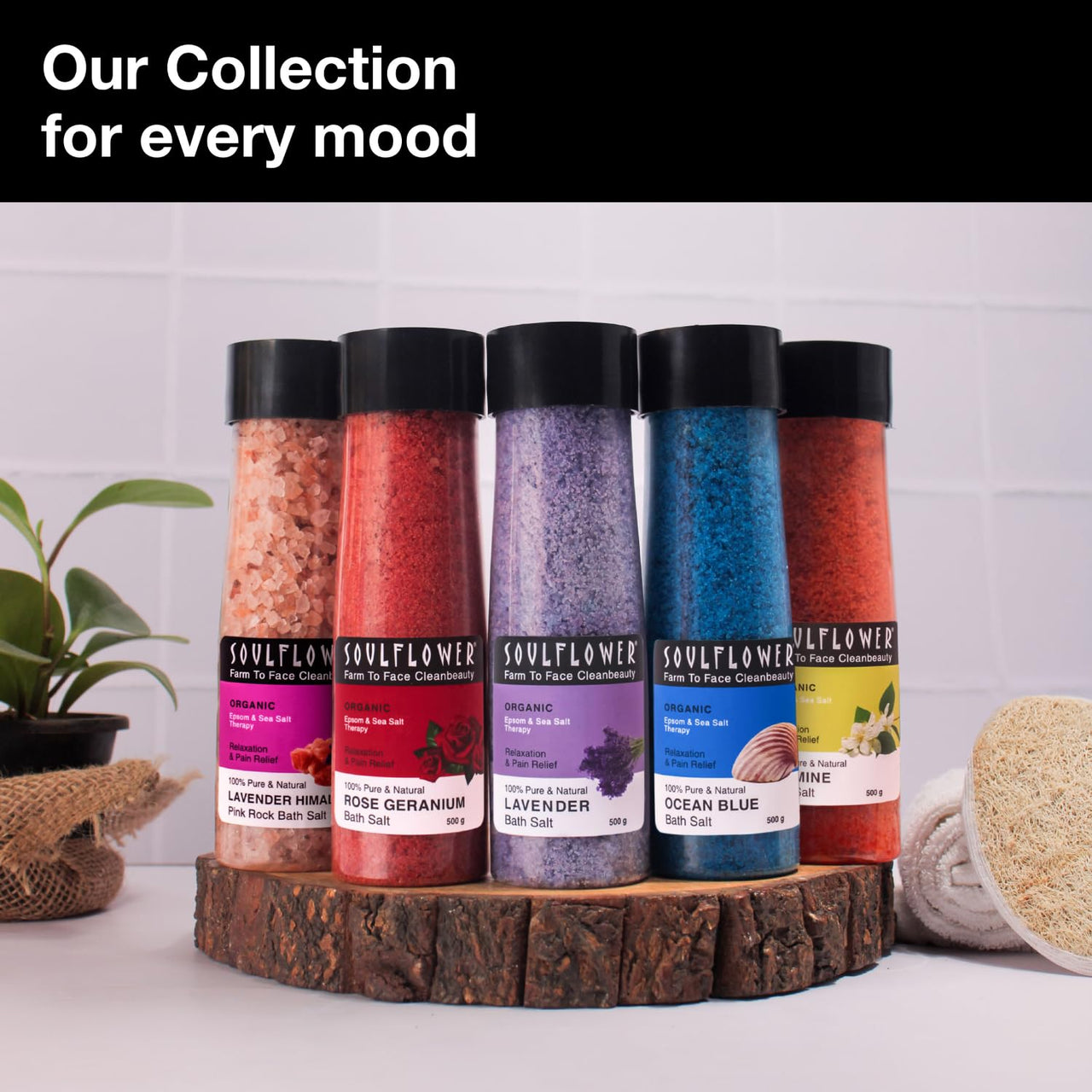 Soulflower Epsom Lavender Bath Salt for Body & Foot Spa, Calming, Relaxing, Muscle Pain Relief, Aromatherapy | Pure & Natural | Sea Salt, Lavender Essential Oil & Vitamin E, 500g (Pack of 1)