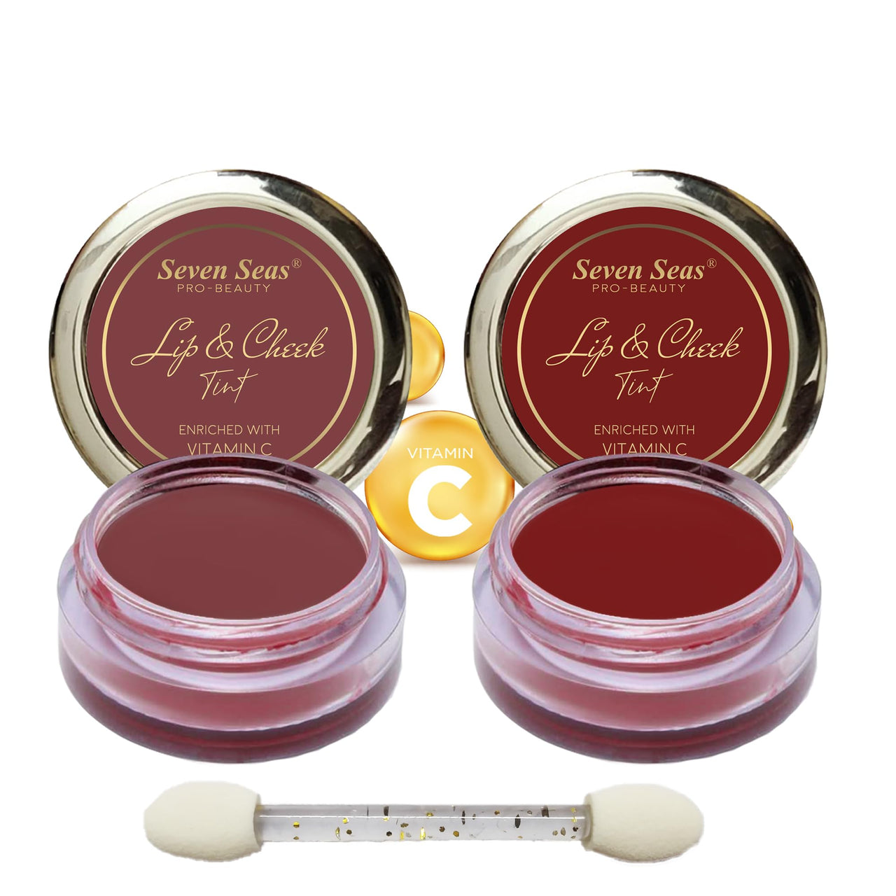 Seven Seas Lips & Cheek Tint Combo Pack of 2 | Matte Natural Blush for Women | Lip Tint with Vitamin E | Nourishing Cheek Tint (Copper Rust, Fire Brick)