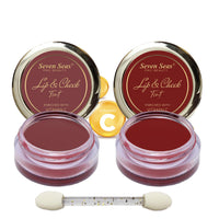 Seven Seas Lips & Cheek Tint Combo Pack of 2 | Matte Natural Blush for Women | Lip Tint with Vitamin E | Nourishing Cheek Tint (Copper Rust, Fire Brick)