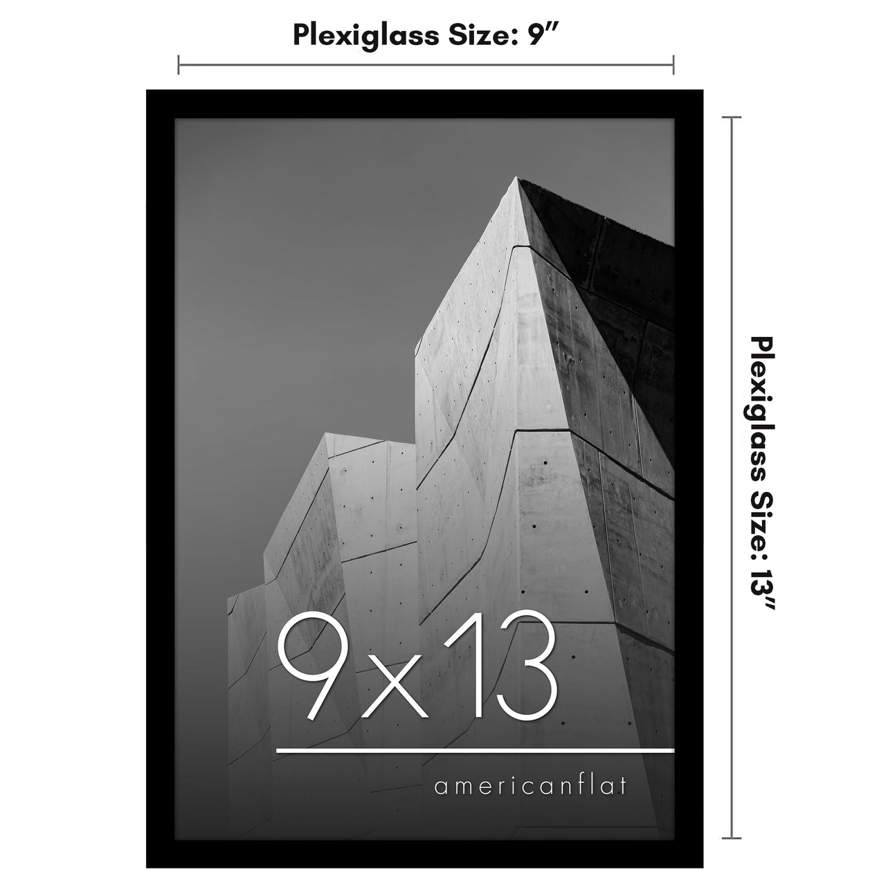 Americanflat 9x13 Picture Frame in Black - Thin Border Photo Frame with Shatter-Resistant Glass, Hanging Hardware, and Built-in Easel for Horizontal or Vertical Display Formats for Wall or Tabletop