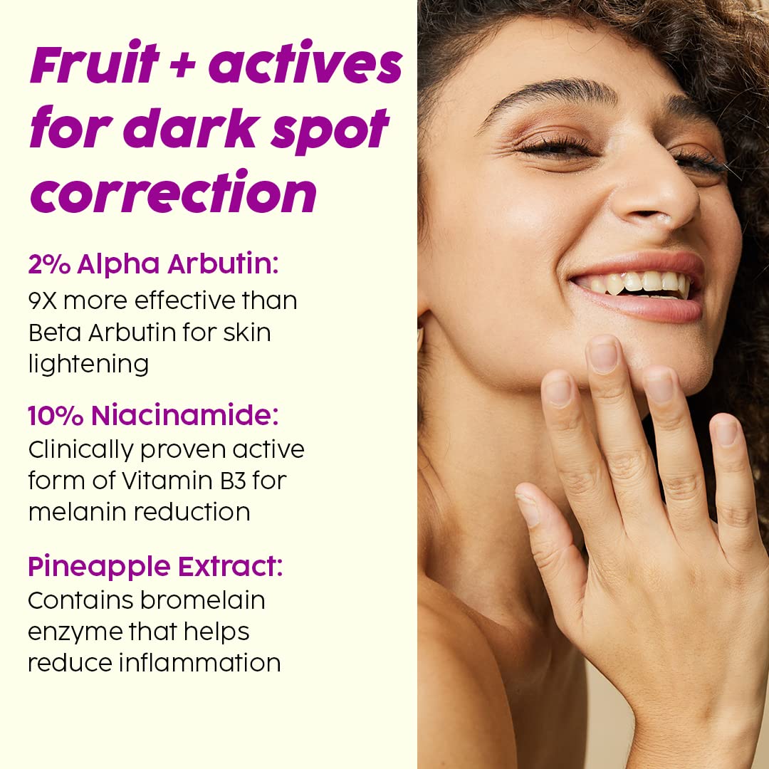 PLIX - THE PLANT FIX 2% Alpha Arbutin Pineapple De-Pigmentation Dewy Face Serum for Pigmentation & Dark Spots Removal for Unisex with 10% Niacinamide, 5% PHA for All Skin, 30ml (Pack of 2)