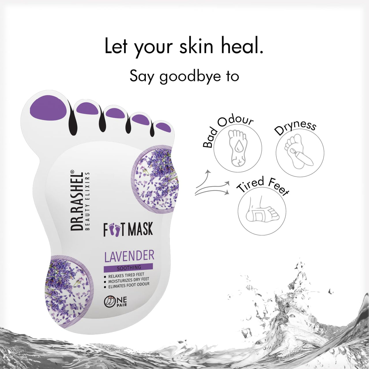 Dr.Rashel Lavender Peeling Mask for Cracked Feet | Dead Skin Remover | Heel Peel Pedicure | At Home Foot Care | Lavender | Exfoliant Foot Crack Mask with Moisturising Agents