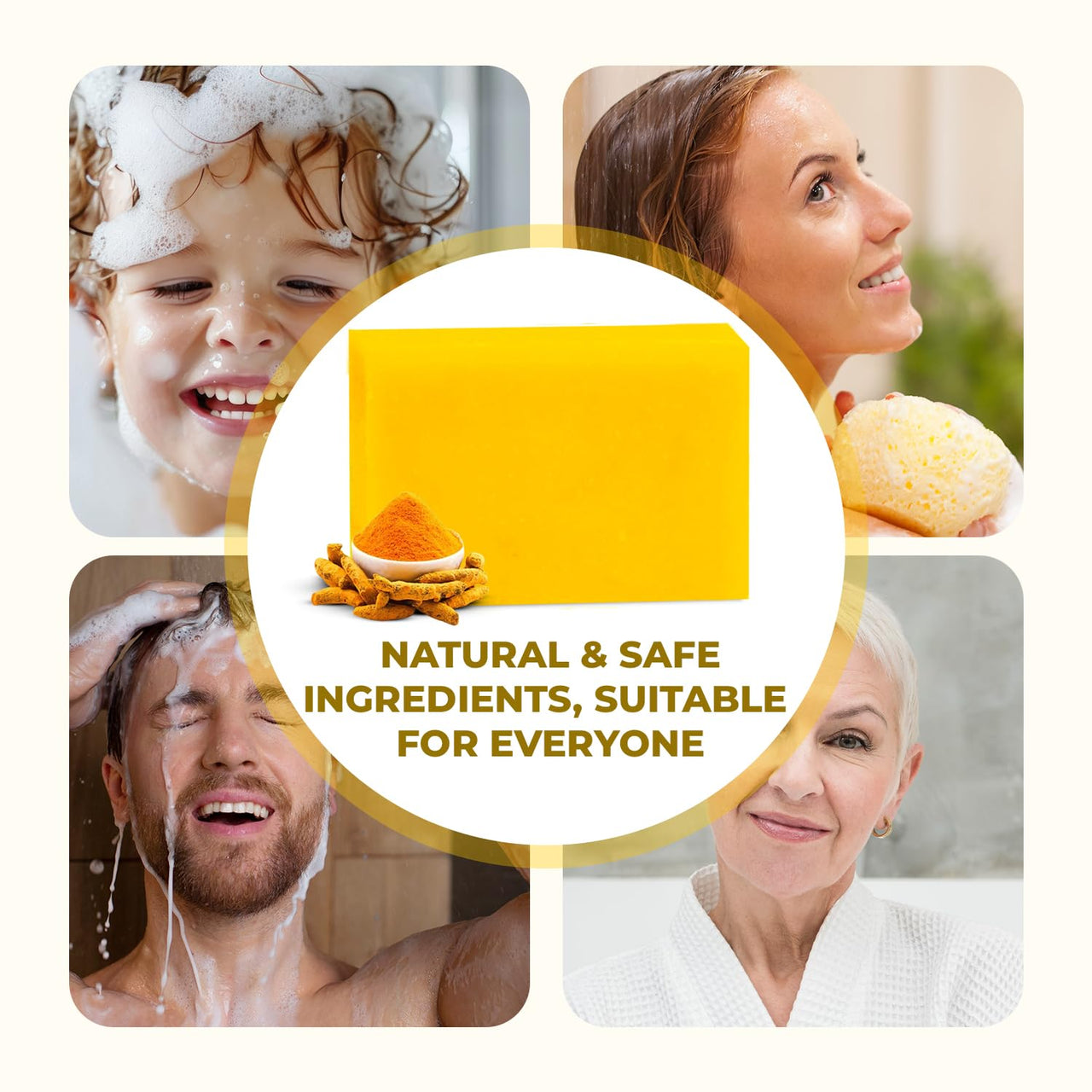 Passion Indulge Natural Handmade Bath Bar Soap - Turmeric (Pack of 3)