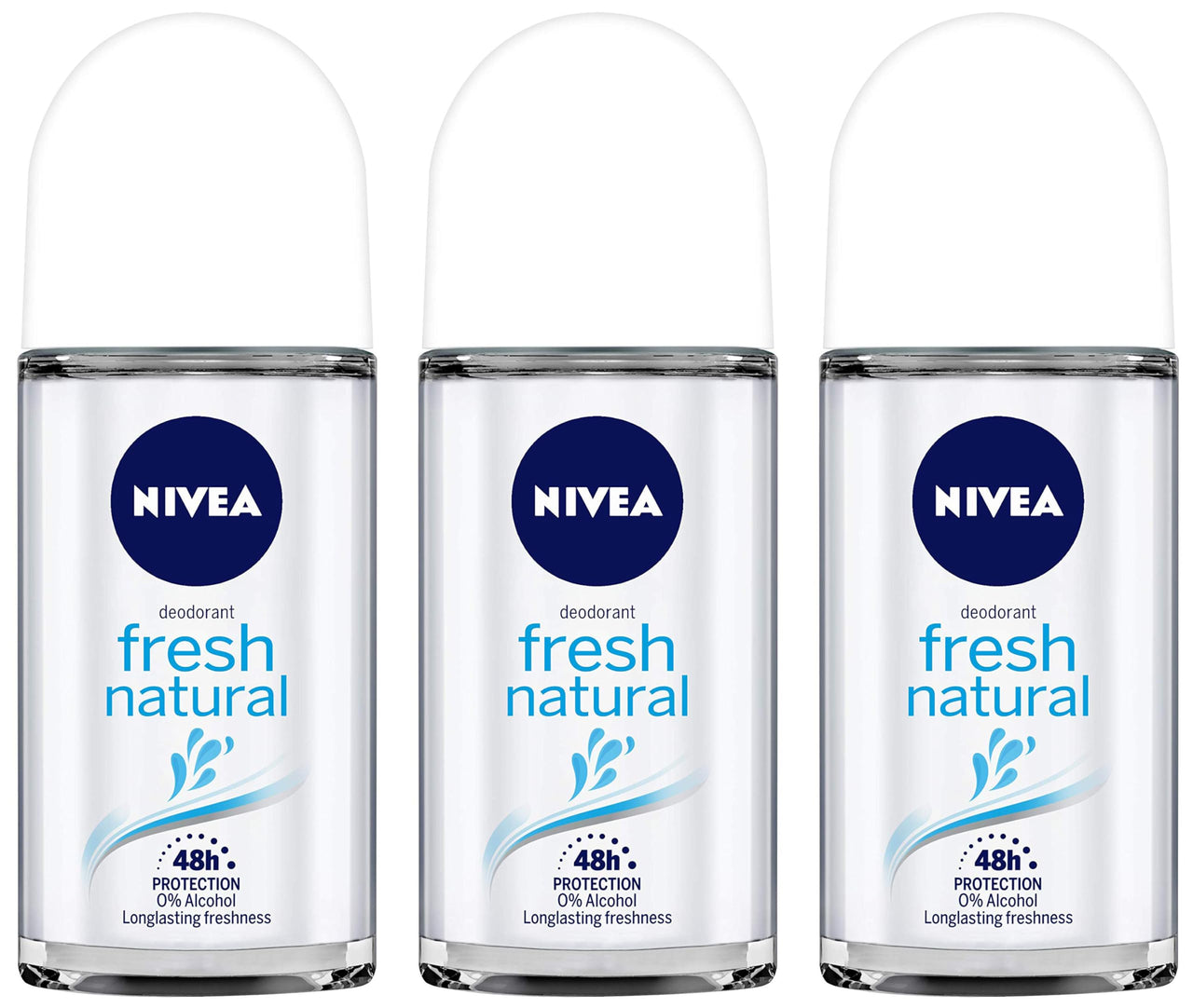 Nivea Deodorant Roll On, Fresh Natural for Unisex, 50ml (Pack of 3)