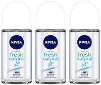 Nivea Deodorant Roll On, Fresh Natural for Unisex, 50ml (Pack of 3)