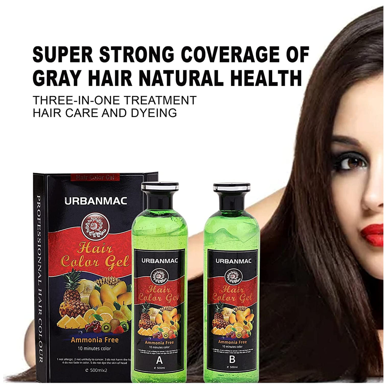 URBANMAC Fruit Vinegar Hair Color Black Gel With Dye Brush and Mixing Bowl Hair Colouring Kit