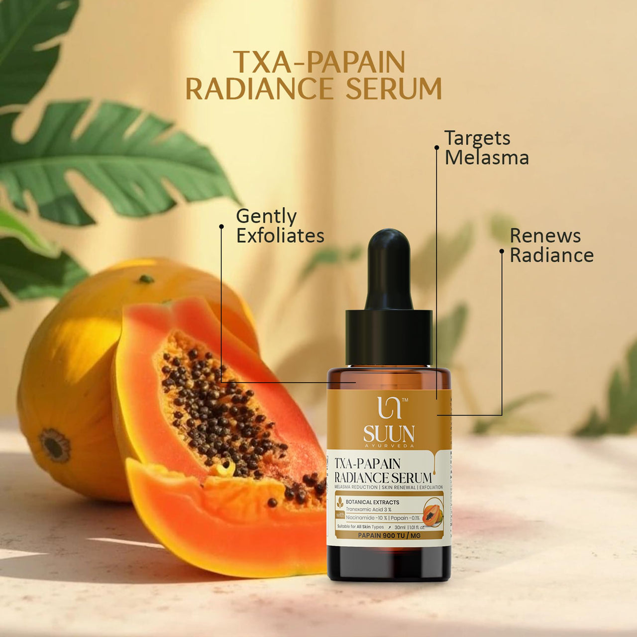 Suun TXA Pigmentation & Dark Spots Serum with 3% Tranexamic Acid + 10% Niacinamide + 2% Vitamin C | Brightening & Clearer Skin | Helps Reduce Dark Spots, Acne Marks & Melasma | Lightweight Serum for Men & Women I 30 ml