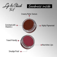 Seven Seas Lips & Cheek Tint Combo Pack of 2 | Matte Natural Blush for Women | Lip Tint with Vitamin E | Nourishing Cheek Tint (Maroon, Mandy)