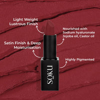 SOKU Censored Matte Long Lasting Lipstick for Women | Creamy Lipstick | Enriched with Jojoba Oil | Moisturising & Waterproof | Smooth Finish & Lightweight (Forbidden Fruit 03) - 4.2g
