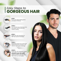 Herbishh Hair Color Shampoo Black | 100% Grey Coverage, Demi-Permanent Hair Color for Men & Women, Long-lasting Color in 5-15 Mins, Ammonia-free, 200 ml