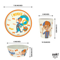 Zak Designs Blippi Kids Dinnerware Set 3 Pieces, Durable and Sustainable Melamine Bamboo Plate, Bowl, and Tumbler are Perfect For Dinner Time With Family (Blippi, TABBS) 8