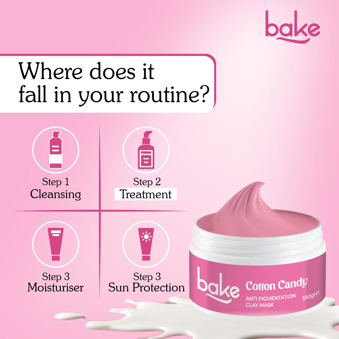 BAKE Anti Pigmentation Clay Mask with 2% Alpha Arbutin for Pigmentation, Dark Spots & Circles, Tan Removal | Anti Pigmentation Kaolin Clay Mask For Skin Brightening & Glowing | For Men & Women | 100g