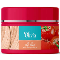 Olivia De Tan Clay Mask with Tomato Juice | Tan Removal Face Mask for All Skin Types | Provides Deep Cleansing, Removes Blackheads & Improves Skin Texture | Detan Pack for Smooth Radiant Skin | 100g