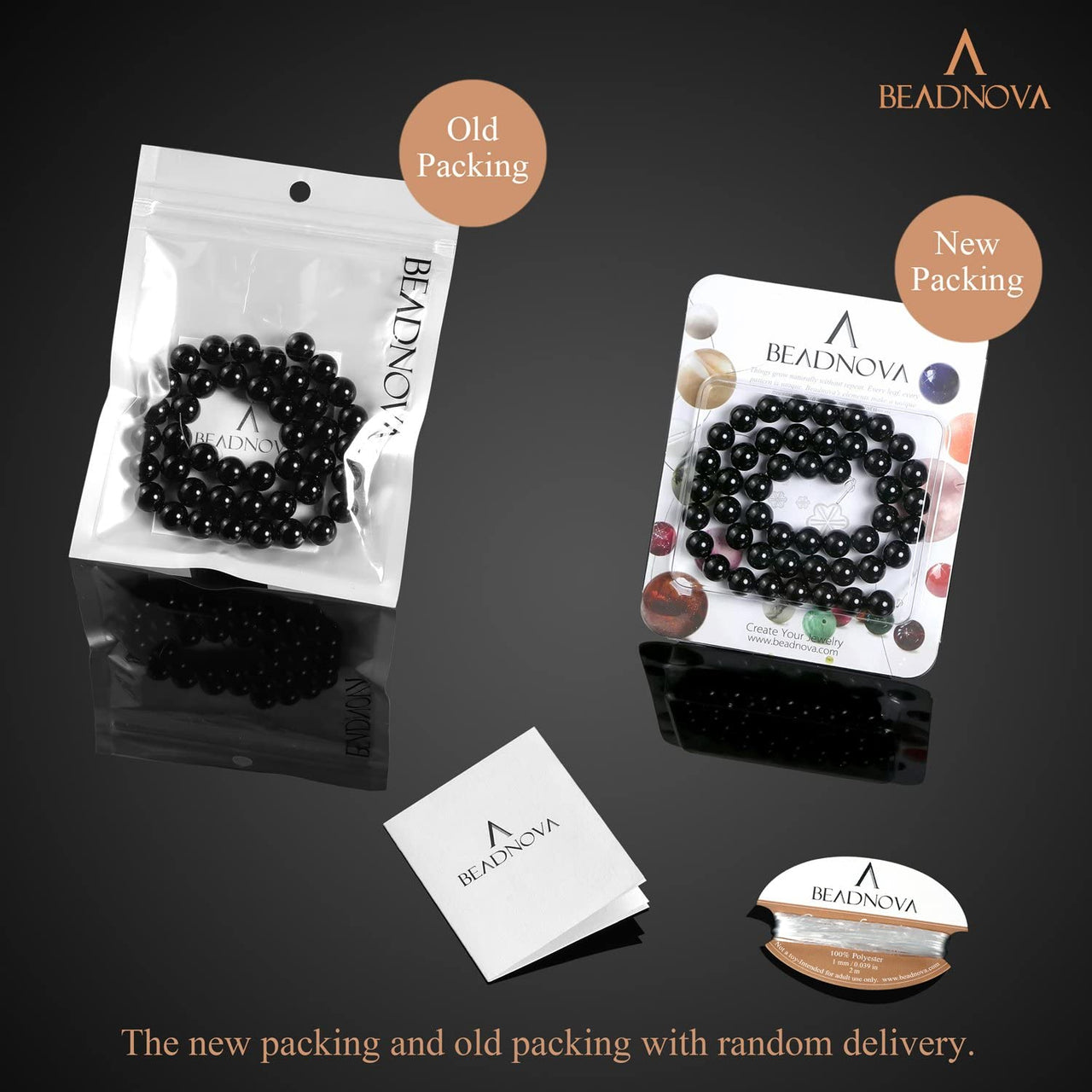 BEADNOVA Black Onyx Beads Natural Crystal Beads Stone Gemstone Round Loose Energy Healing Beads with Free Crystal Stretch Cord for Jewelry Making (8mm, 45-48pcs) 8mm 01) Black Onyx Agate Round Beads