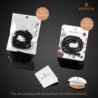BEADNOVA Black Onyx Beads Natural Crystal Beads Stone Gemstone Round Loose Energy Healing Beads with Free Crystal Stretch Cord for Jewelry Making (8mm, 45-48pcs) 8mm 01) Black Onyx Agate Round Beads