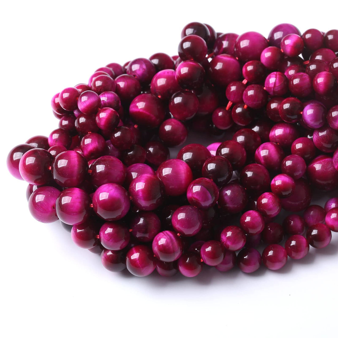 48PCS 8MM AAA Rose Red Tiger Eye Stone Beads Natural Gemstone Bead Crystal Healing Energy Jewelry Making DIY 15 inches