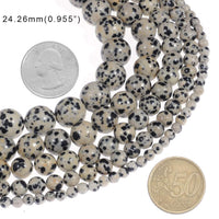 Natural Stone Beads 8mm Dalmatian Beads Gemstone Round Loose Beads Crystal Energy Stone Healing Power for Jewelry Making DIY,1 Strand 15