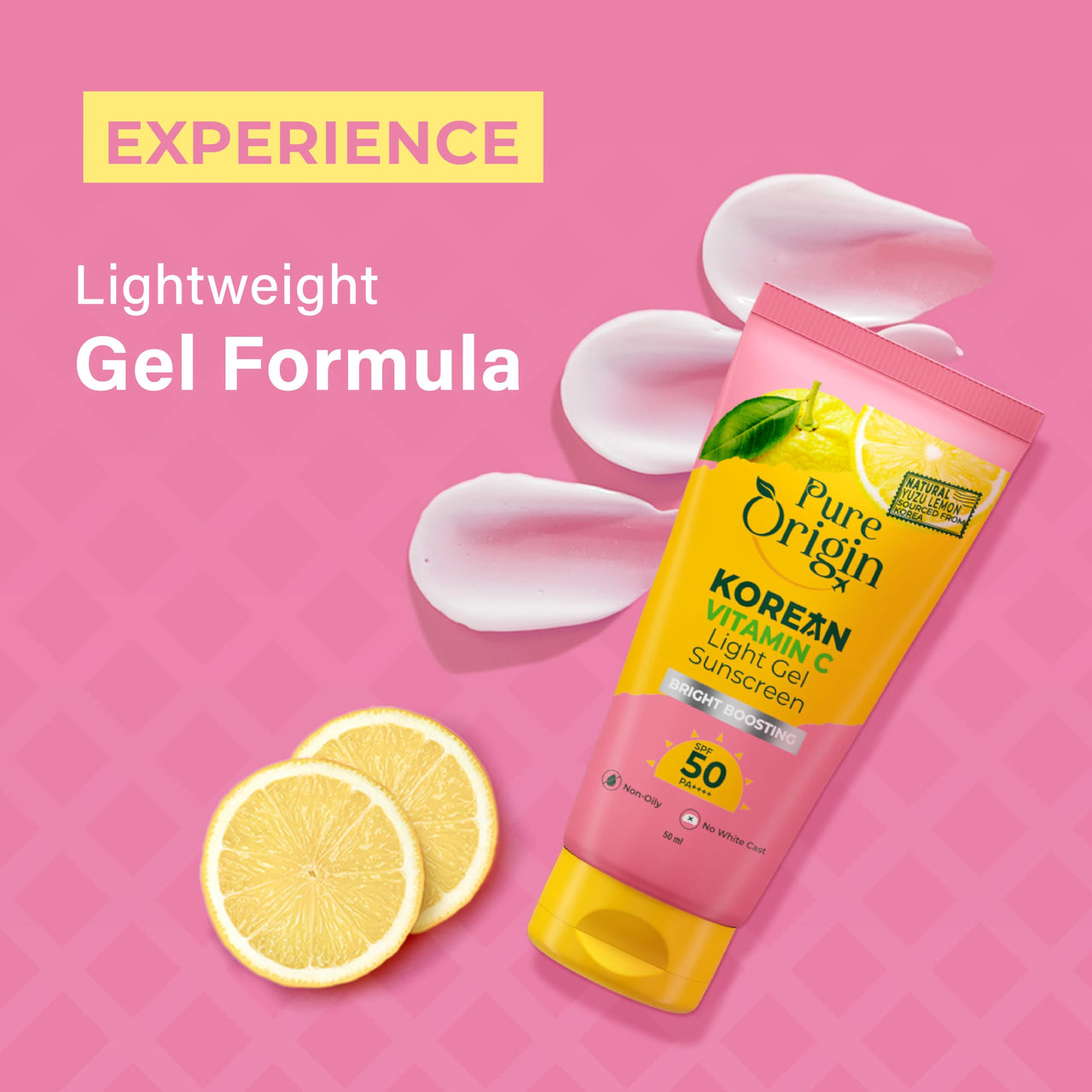 Pure Origin Korean Vitamin C Bright Boosting Light Gel Sunscreen SPF 50 PA++++ & Face Wash Combo | Face wash for deep cleansing for Brighter, Glowing and soft skin | Light Gel Sunscreen with No White Cast | Face serum for Brighter, Glowing and soft skin |