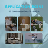 440HZ 8 Inch F Note Heart Chakra Frosted Quartz Crystal Singing Bowl Meditation Therapy Sound Healing Instrument Sound Bath Bowl with Carrying Bag