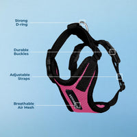 Voyager Step-in Lock Pet Harness - All Weather Mesh, Adjustable Step in Harness for Cats and Dogs by Best Pet Supplies - Fuchsia/Black Trim, XL