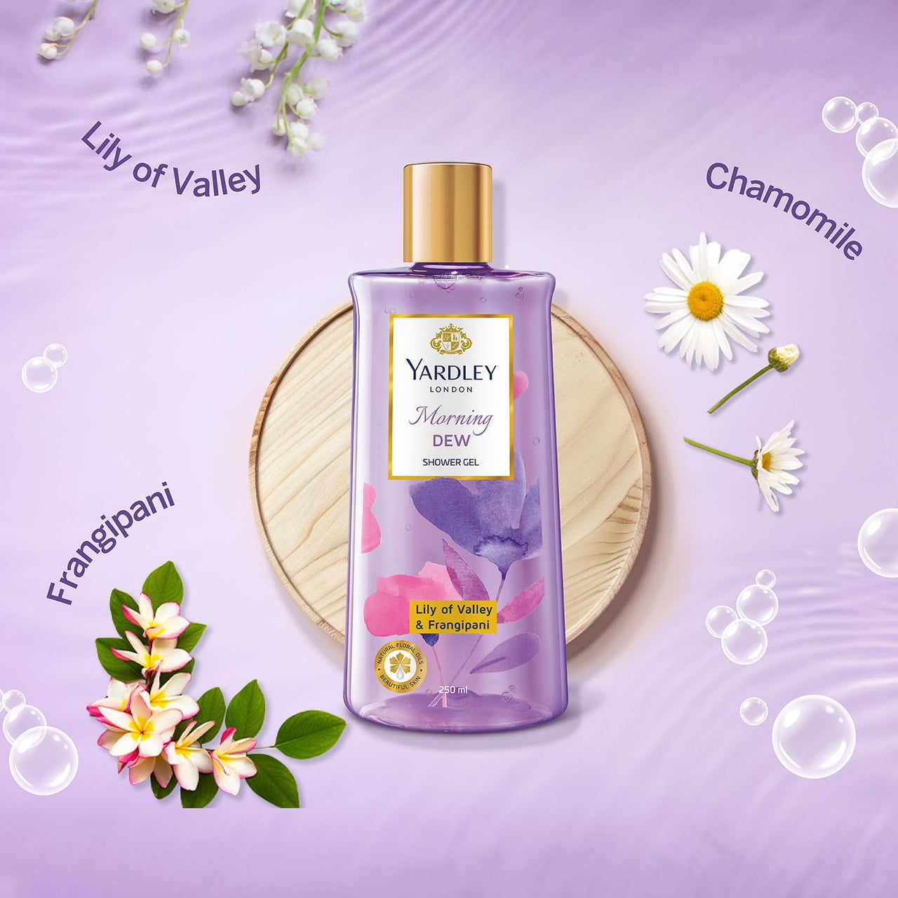 Yardley London| Shower Gel| Morning Dew| With Natural Oils Of Lily Of The Valley & Frangipani| No Parabens| No Silicones | 250ml