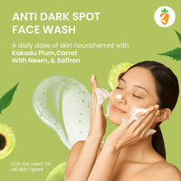 Karrot Natural Skincare Vitamin C Face Wash, Tones Skin and Fades Dark Spots, Kakadu Plum with Carrot, Neem and Saffron, SLS and Paraben Free, Ideal for Men and Women, 100ml