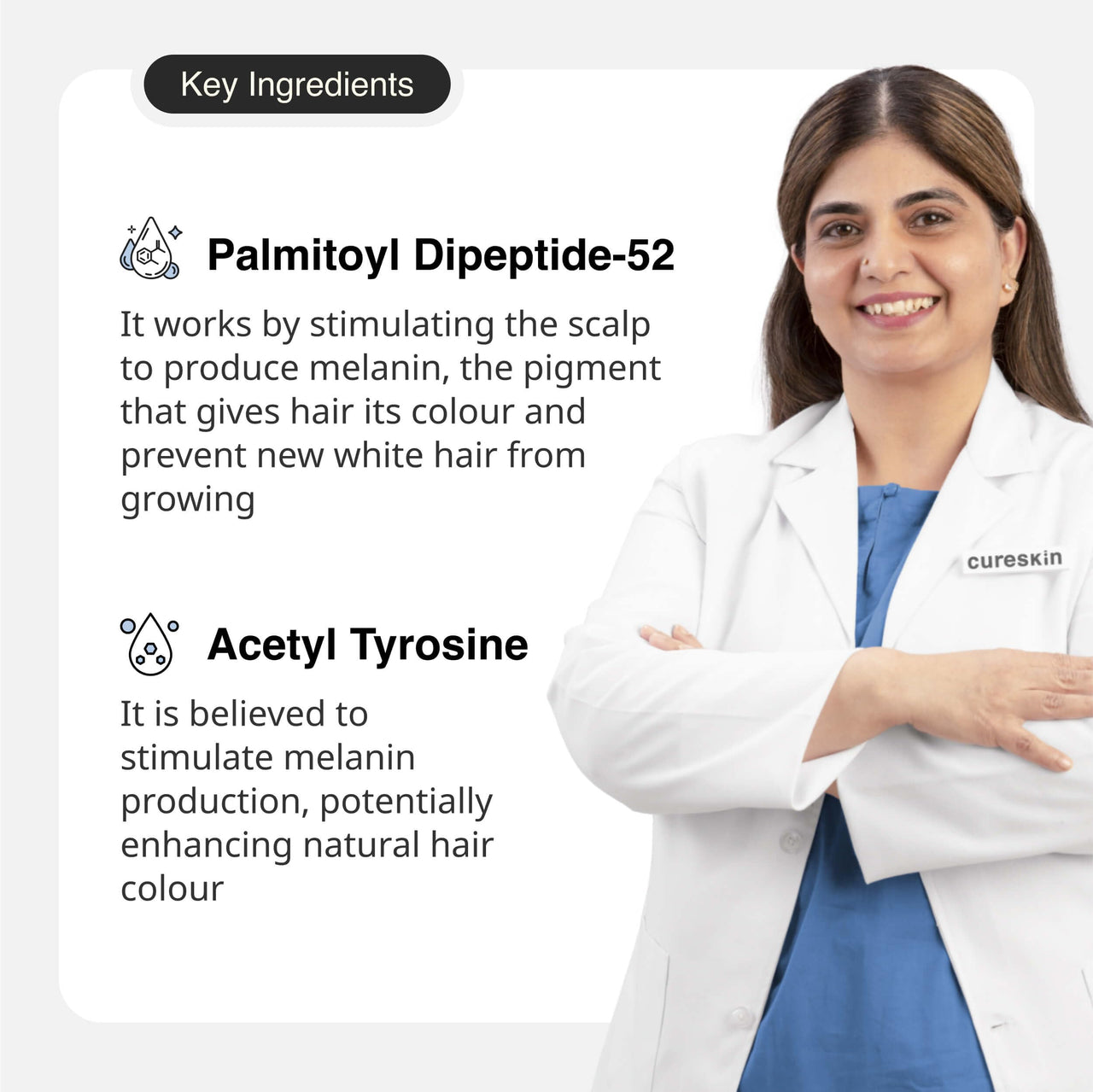 Cureskin Anti Grey Hair Serum | Reverses & Limits Hair Greying | Dark Pro Hair Solution Natural Hair Darkener