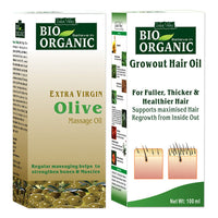 INDUS VALLEY 100% Organic Olive Oil Massage Oil & Growout Hair Oil (100ml+100ml= 200ml)