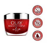 Olay Regenerist Whip Cream with SPF30 | Ultra Lightweight | Hydrated, Plump, Bouncy Skin | With Hyaluronic Acid, Niacinamide and Peptides | Normal, Oily, Dry, Combination Skin | 50g (Pack of 2)