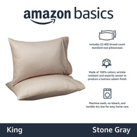 Basics 400 Thread Count Cotton Pillow Cases, King, Set of 2, Stone Gray, 40