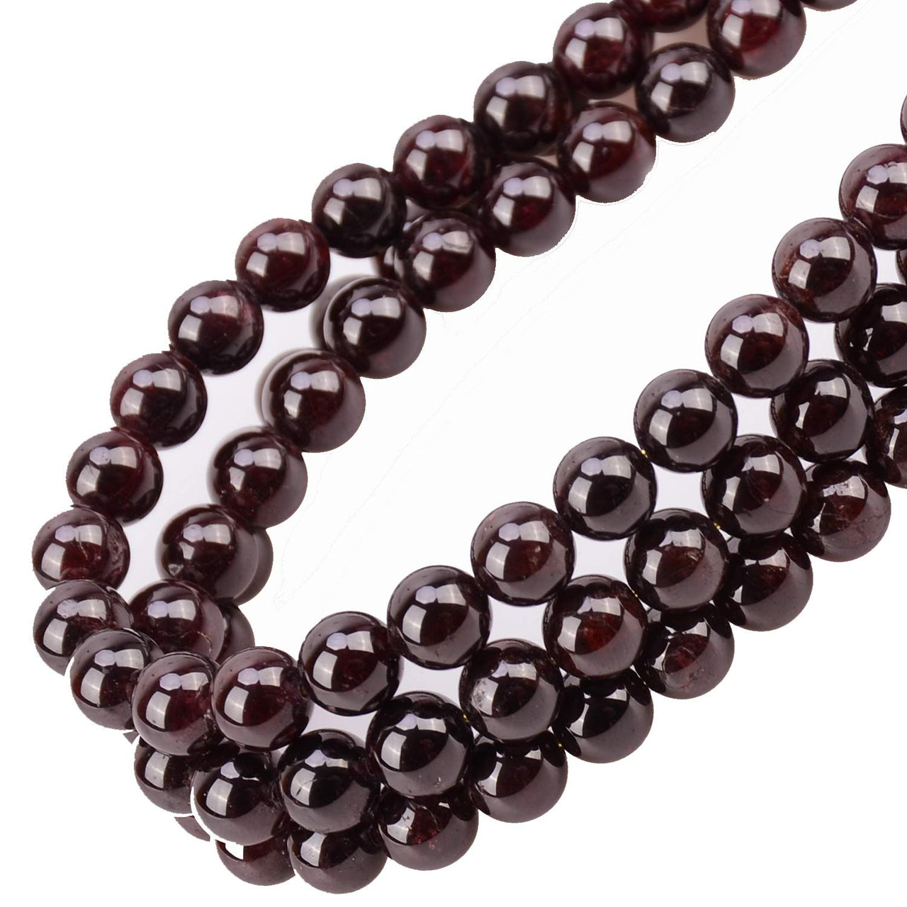 100Pcs Natural Crystal Beads Stone Gemstone Round Loose Energy Healing Beads with Free Crystal Stretch Cord for Jewelry Making (Garnet, 8MM) Garnet