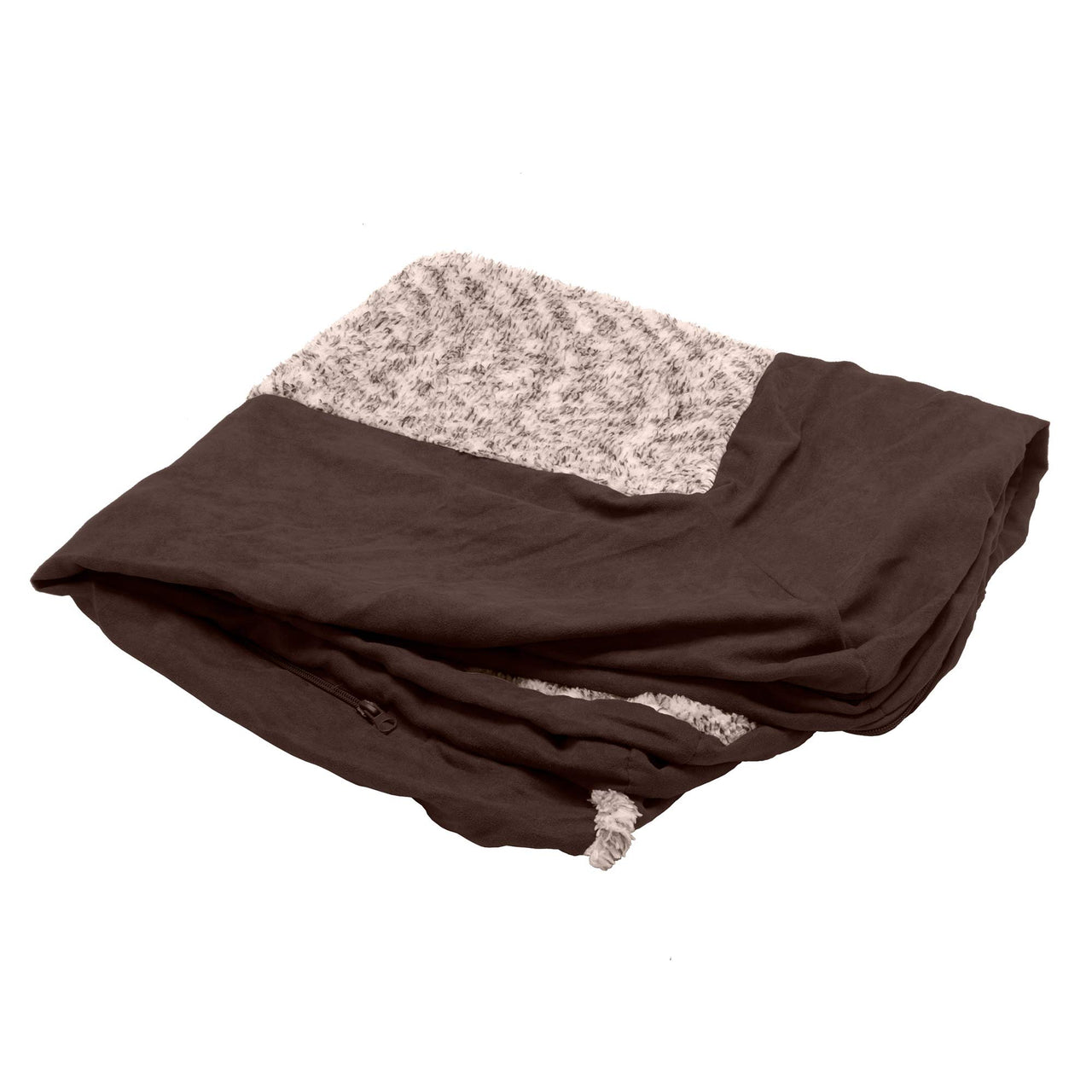 Furhaven Replacement Dog Bed Cover Two-Tone Faux Fur & Suede L Shaped Chaise, Machine Washable - Espresso, Medium Cover Only 30.0"L x 20.0"W x 0.3"Th (Two-Tone Faux Fur & Suede) Espresso