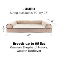 Furhaven Replacement Dog Bed Cover Sherpa & Chenille Sofa-Style, Machine Washable - Cream, Jumbo (X-Large) Cover Only 40.0