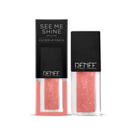 RENEE See Me Shine Lip Glossy For All Skin Tone, Enriched With Jojoba Oil, Non Sticky, Hydrating, Easy Glide Formula, Pucker Up Peach 2.5Ml & See Me Shine Lip Glossy - Nice And Nude, 2.5Ml
