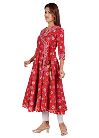 COTLAND Fashions Jaipuri Cotton Printed Angrakha/Angarkha/Front-Open Kurti for Women