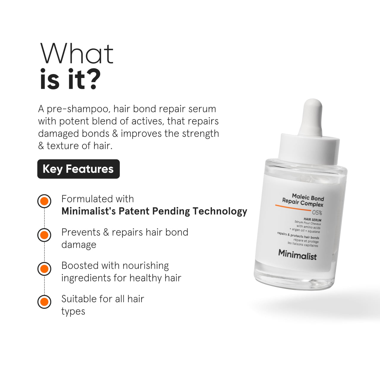 Minimalist Maleic Bond Repair Hair Care Gift Set | Hair Serum, Shampoo, Mask Trio