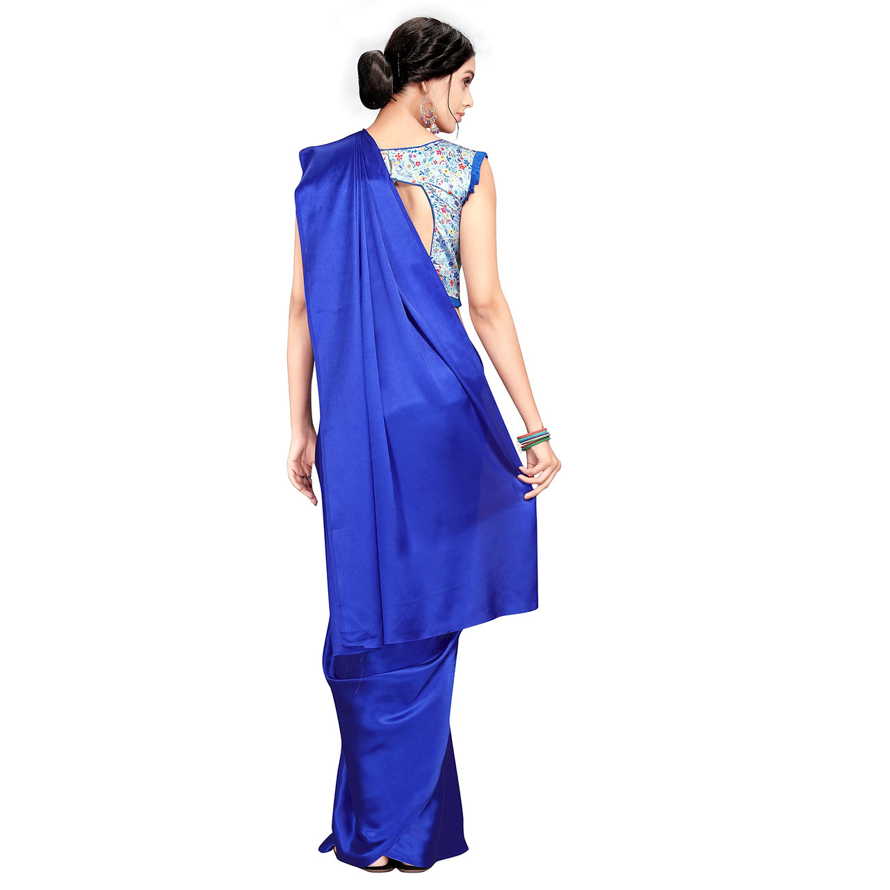 Cloud walker Women Soft Satin Silk Saree With Digital Printed Unstiched Blouse Piece(5.5m Saree +0.8m Blouse Piece).